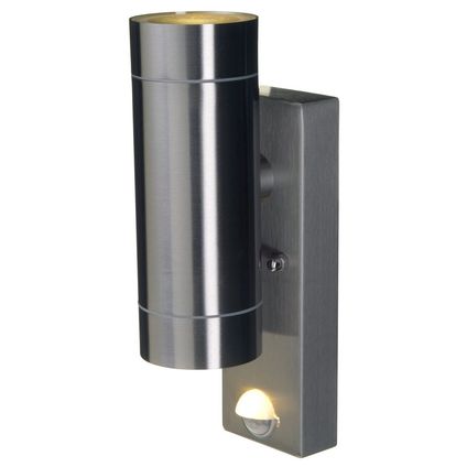 Anti-corrosion lacquered finish, Adjustable range, Adjustable lux, Adjustable time, IP44, 2x GU10 Lamps, PIR