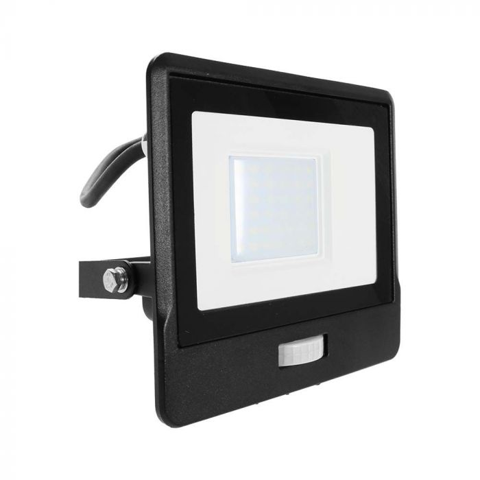 V-TAC LED FLD 30W 4K BLK PIR