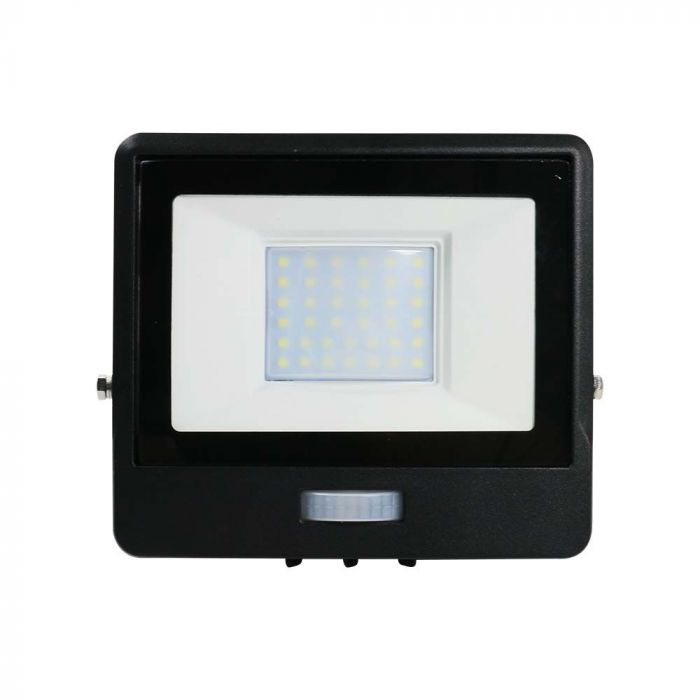 V-TAC LED FLD 30W 4K BLK PIR