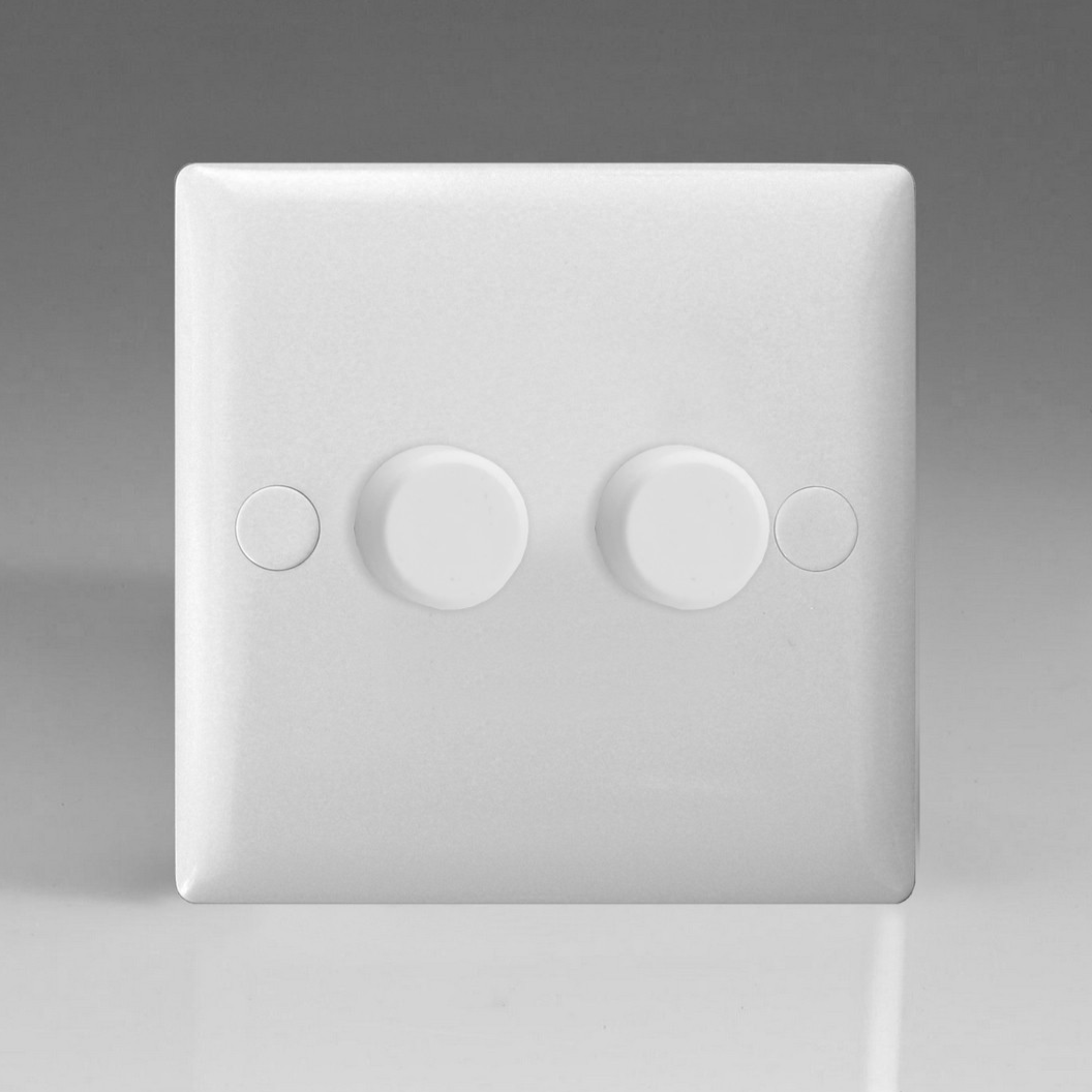 2-Gang 2-Way V-Dim Push On/Off Rotary Dimmer 2 x 40-250W