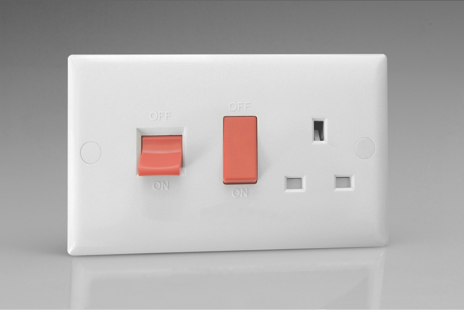 45A Cooker Panel with 13A Double Pole Switched Socket Outlet (Red Rocker)