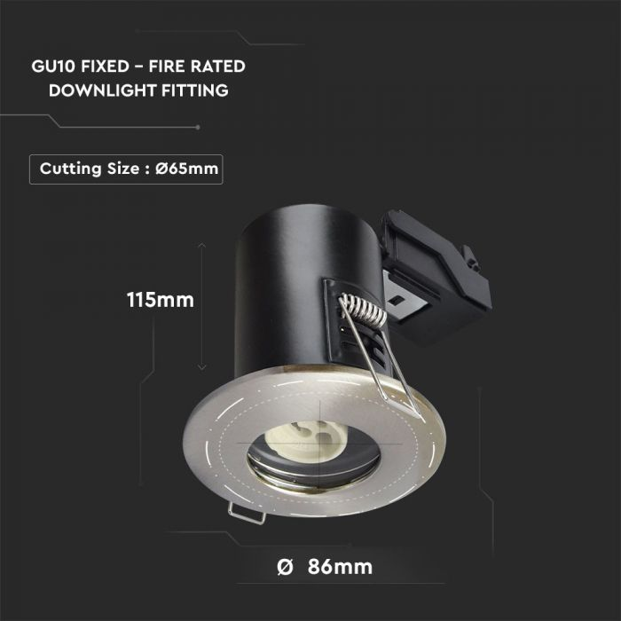 GU10 FIRE RATED DOWNLIGHT FITTING IP65 SATIN NICKEL