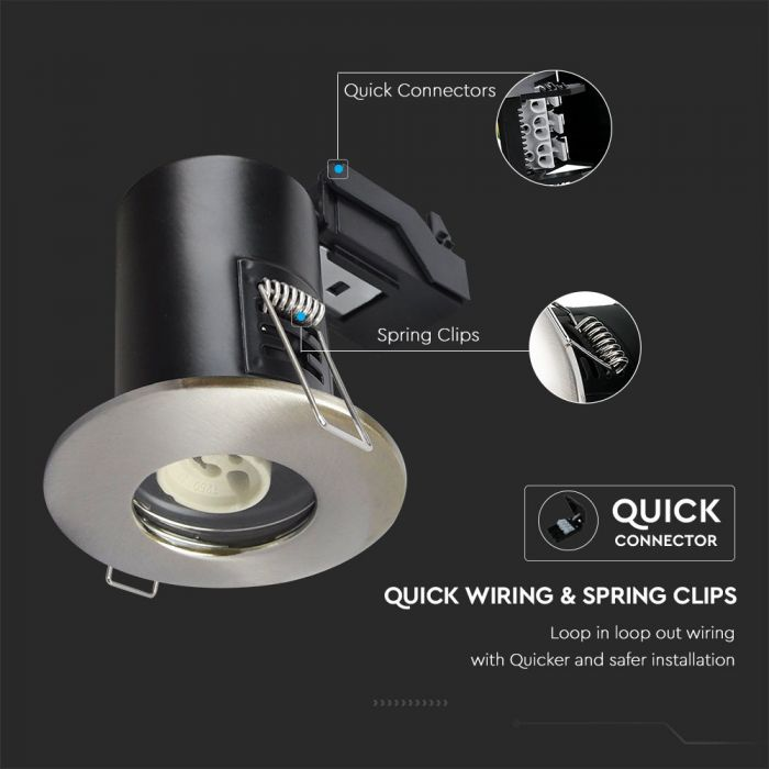 GU10 FIRE RATED DOWNLIGHT FITTING IP65 SATIN NICKEL