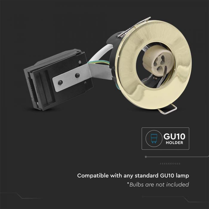 CANLESS FIRE RATED GU10 FITTING IP20 POLISHED BRASS